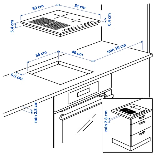 SMAKLIG Plaque de cuisson à induction, IKEA 500 noir, 59 cm