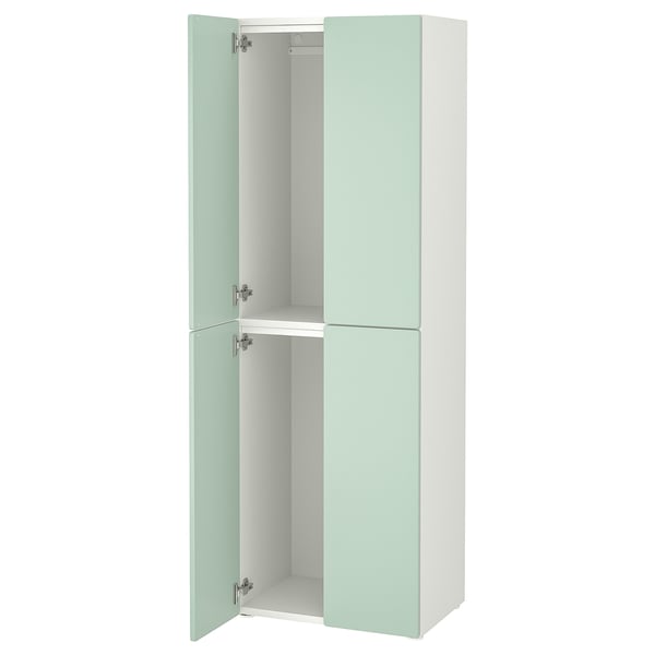 SMÅSTAD / PLATSA Armoire-penderie, blanc vert clair/avec 2 tringles à vêtements, 60x42x181 cm
