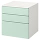 SMÅSTAD / PLATSA Commode 3 tiroirs, blanc/vert clair, 60x57x63 cm