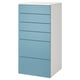 SMÅSTAD / PLATSA Commode 6 tiroirs, blanc/bleu, 60x57x123 cm
