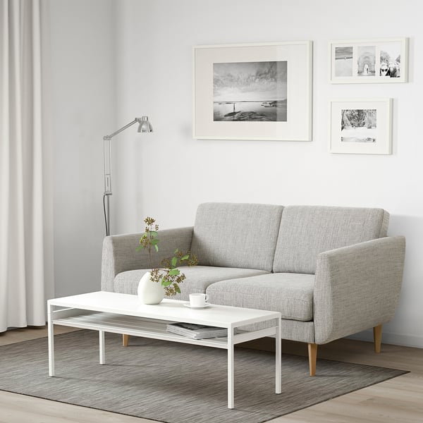 SMEDSTORP Canapé 2 places, Viarp/beige/brun chêne