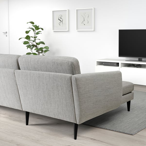 SMEDSTORP Canapé 4 places + méridienne, Viarp beige/brun/noir