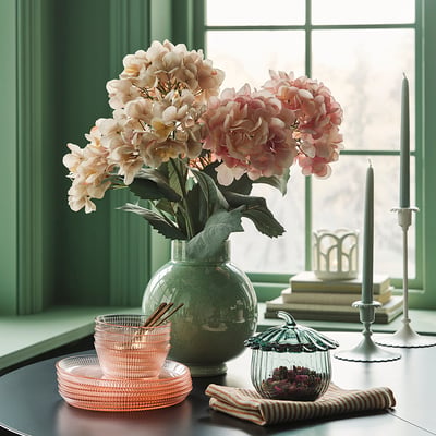 SMYCKA Fleur artificielle, intérieur/extérieur hydrangea/beige clair, 60 cm