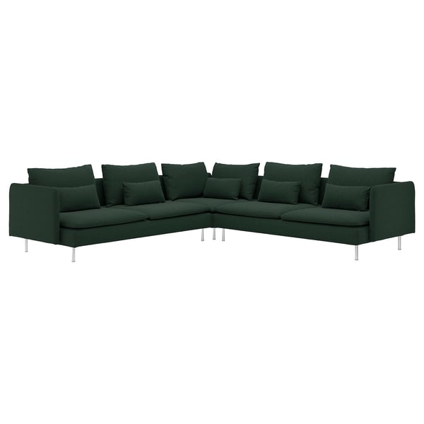 SÖDERHAMN Canapé d'angle, 6 places, Tallmyra vert foncé