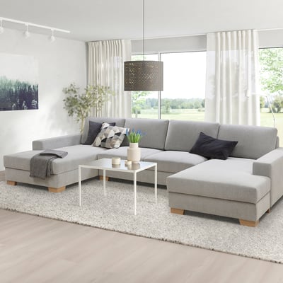 SÖRVALLEN Canapé 4 places + méridienne, Tallmyra noir/blanc