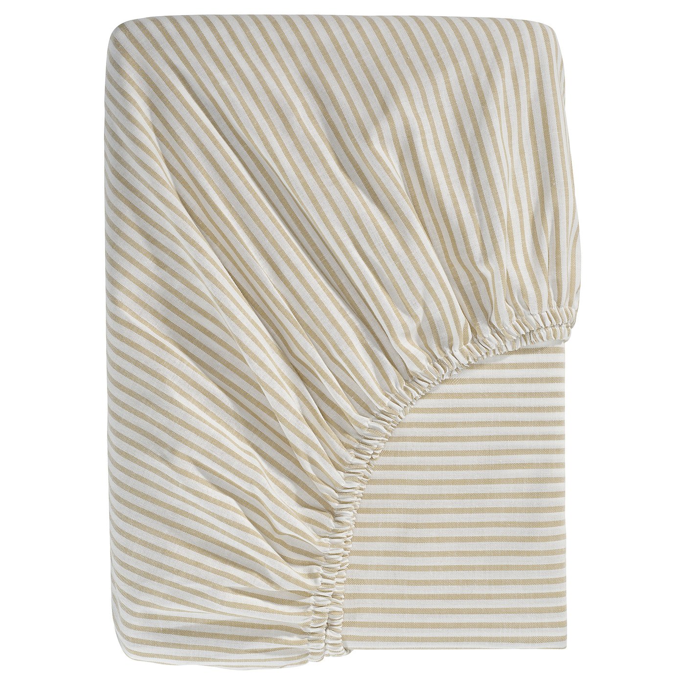 SOLFIBBLA Drap housse, blanc beige/rayure, 160x200 cm