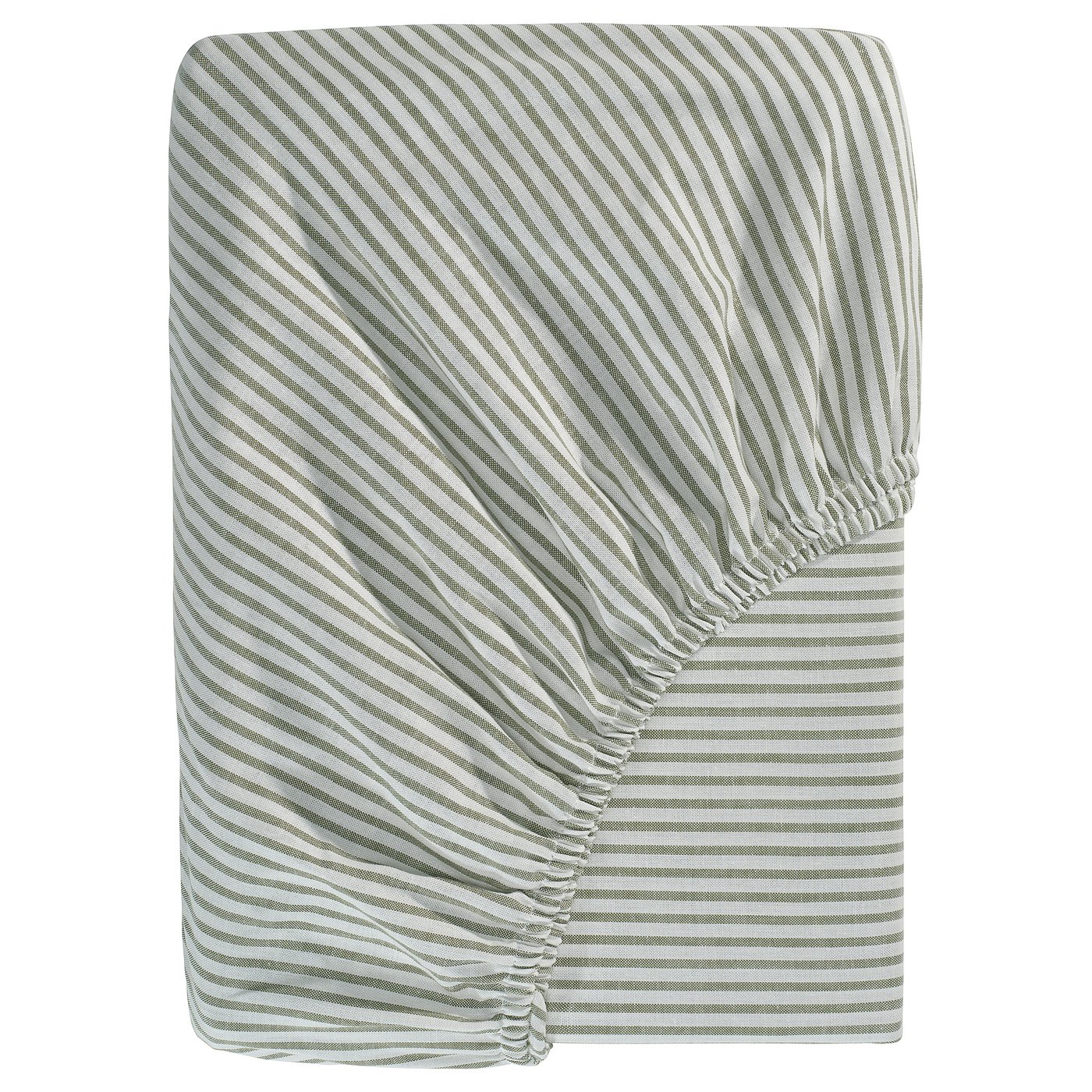 SOLFIBBLA Drap housse, blanc vert/rayure, 90x200 cm