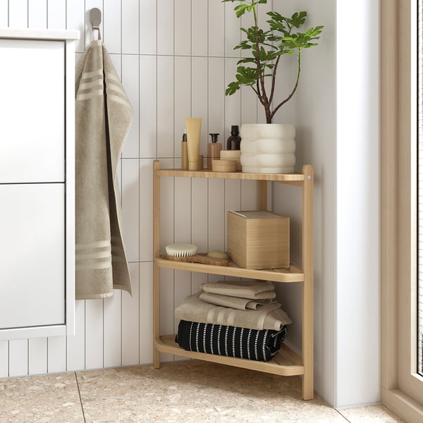 STEGESUND Tablette d'angle, bambou clair, 34x34x60 cm