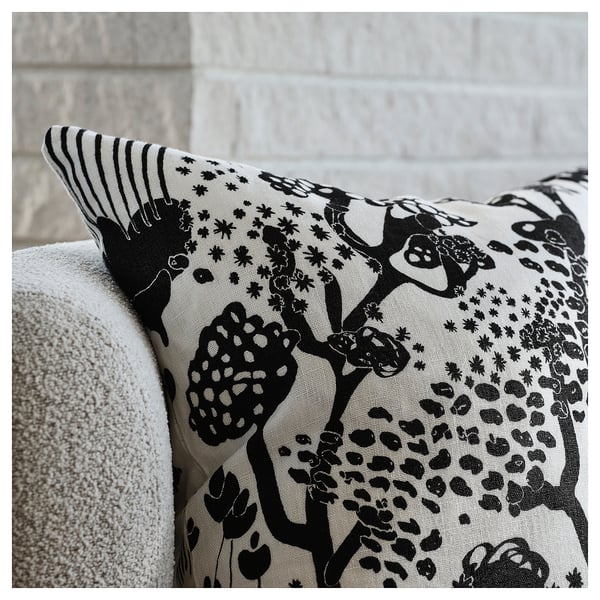STOCKHOLM 2025 Housse de coussin, blanc/noir, 50x50 cm
