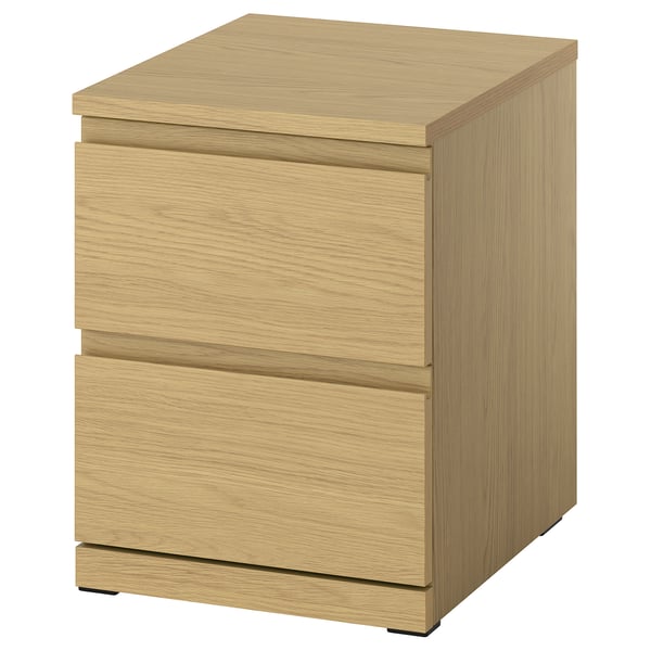 STORKLINTA Commode 2 tiroirs, motif chêne/avec 2 tiroirs, 40x50x53 cm