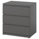 STORKLINTA Commode 3 tiroirs, gris foncé, 70x50x75 cm