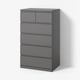 STORKLINTA Commode 6 tiroirs, gris foncé, 70x50x120 cm
