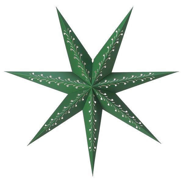 STRÅLA Abat-jour, papier étoiles/vert blanc, 90 cm