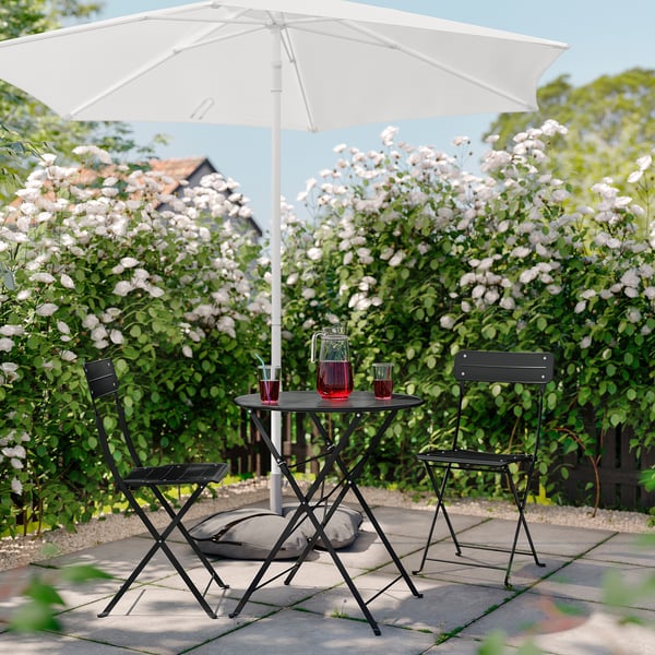 SUNDSÖ Table+ 2 chaises pliantes, extérieur anthracite/anthracite, 65 cm