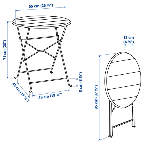 SUNDSÖ Table, anthracite extérieur, 65 cm