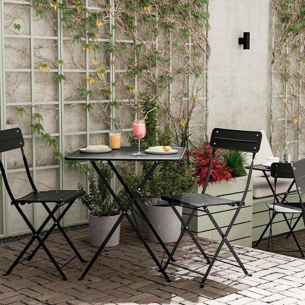 SUNDSÖ Table, anthracite extérieur, 65x65 cm