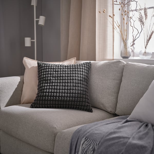 SVARTPOPPEL Housse de coussin, anthracite, 50x50 cm