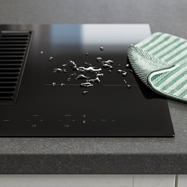 TÄCKNAN Plaque de cuisson av hotte intégrée, IKEA 300 noir, 60 cm