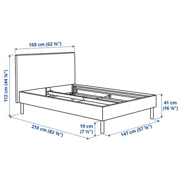 TÄRNKULLEN Cadre de lit matelassé, Kelinge beige, 140x200 cm