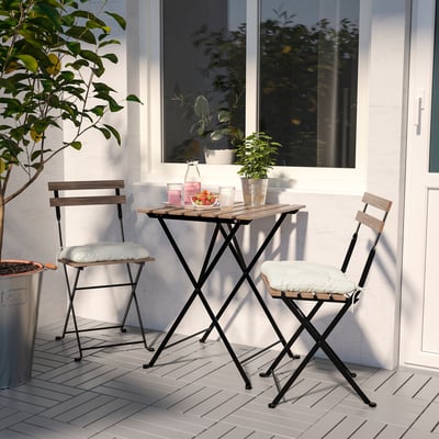 TÄRNÖ Table, extérieur, noir/teinté brun clair, 55x54 cm
