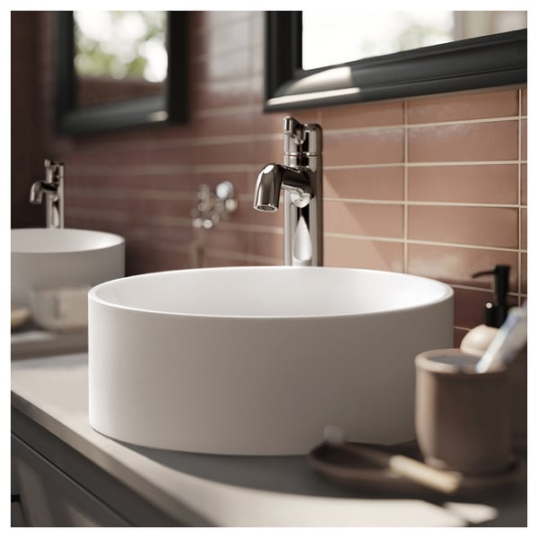 TANDÅN Lavabo intégré avec siphon, blanc, 38 cm