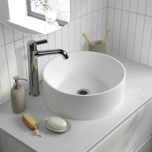 TANDÅN Lavabo intégré avec siphon, blanc, 38 cm