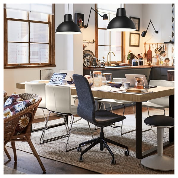 TARSELE Table extensible, plaqué chêne/noir, 150/200x80 cm