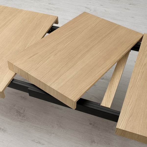 TARSELE Table extensible, plaqué chêne/noir, 210/268x90 cm