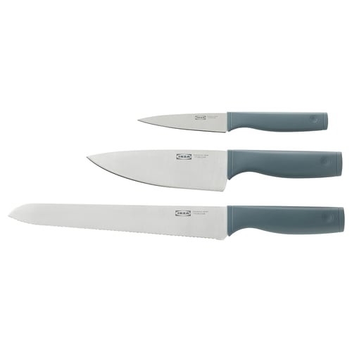 TIGERBARB Couteau, 3 pièces, gris turquoise