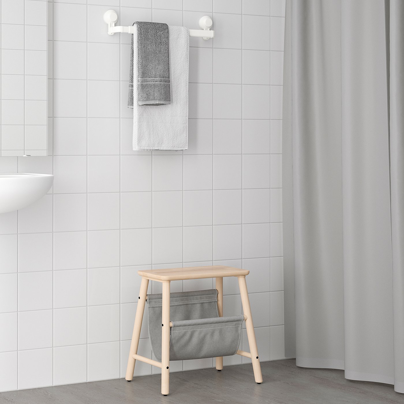 TISKEN Porte-serviette à ventouse, blanc