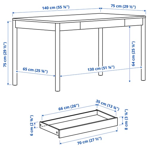 TONSTAD Bureau, brun placage chêne teinte, 140x75 cm
