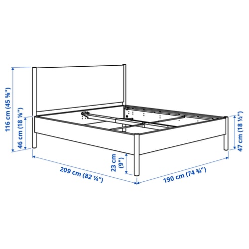 TONSTAD Cadre de lit, blanc cassé/Luröy, 180x200 cm