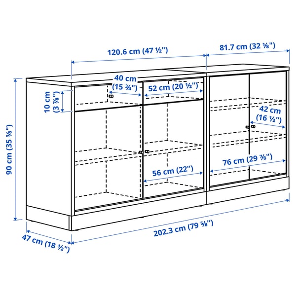 TONSTAD Combinaison de rangement, plaqué chêne, 202x47x90 cm
