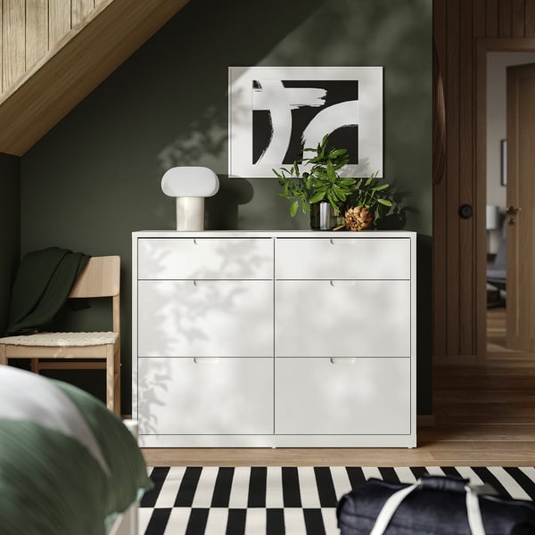 TONSTAD Commode 6 tiroirs, blanc cassé, 120x47x91 cm