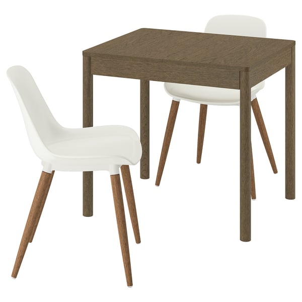TONSTAD / GRÖNSTA Table et 2 chaises, brun plaqué chêne/blanc, 80/120x70 cm
