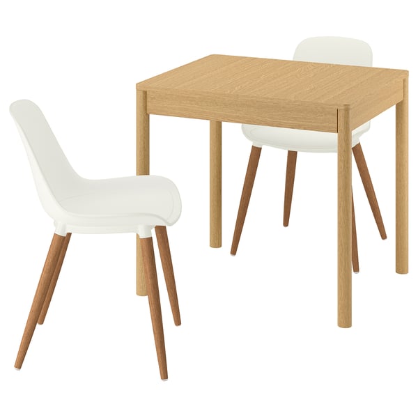 TONSTAD / GRÖNSTA Table et 2 chaises, plaqué chêne/blanc, 80/120x70 cm