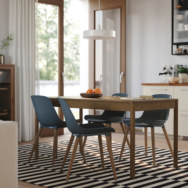 TONSTAD / GRÖNSTA Table et 4 chaises, brun plaqué chêne/gris turquoise, 150x80 cm