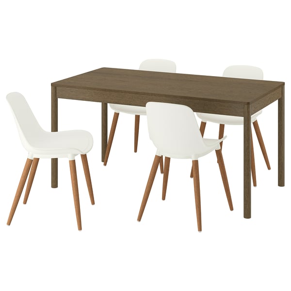 TONSTAD / GRÖNSTA Table et 4 chaises, placage chêne teinté brun gris, 150x80 cm