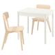 TONSTAD / LISABO Table et 2 chaises, blanc cassé/frêne, 80/120x70 cm