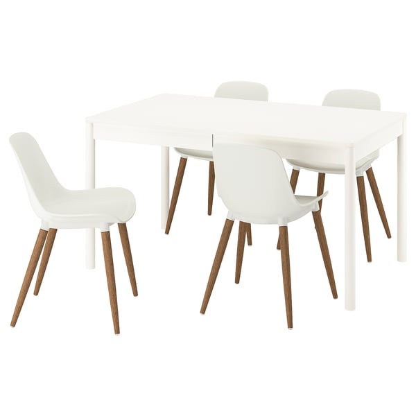 TONSTAD Table et 4 chaises, blanc cassé/blanc, 140/196x85 cm