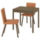 TONSTAD / TONSTAD Table et 2 chaises, brun plaqué chêne/Brun doré Bomstad effet chêne brun, 80/120x70 cm