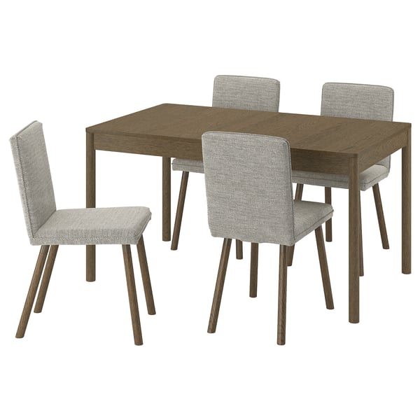 TONSTAD / TONSTAD Table et 4 chaises, brun plaqué chêne/Viarp beige/brun effet chêne brun, 140/196x85 cm