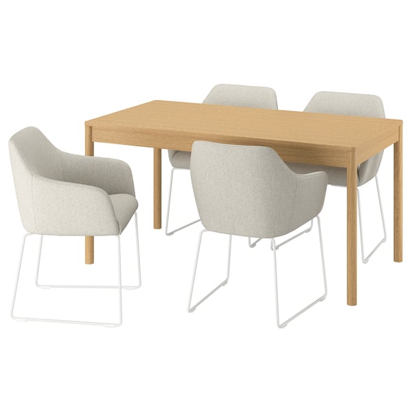 TONSTAD / TOSSBERG Table et 4 chaises, plaqué chêne/Gunnared beige blanc, 150x80 cm