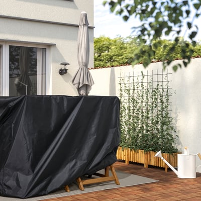 TOSTERÖ Housse mobilier extérieur, ensemble table+chaises/noir, 145x145 cm