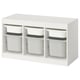 TROFAST Combinaison structure + bacs, blanc blanc/gris, 99x44x56 cm