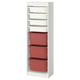 TROFAST Combinaison structure + bacs, blanc blanc/rouge, 46x30x145 cm
