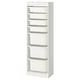 TROFAST Combinaison structure + bacs, blanc/blanc, 46x30x145 cm