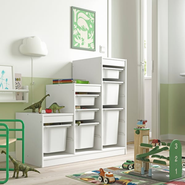 TROFAST Combinaison structure + bacs, blanc/blanc, 99x44x94 cm