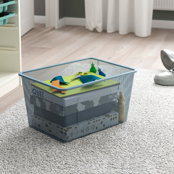 TROFAST Combinaison structure + bacs, blanc/bleu gris, 99x44x94 cm