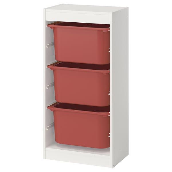 TROFAST Combinaison structure + bacs, blanc/rouge, 46x30x94 cm